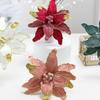 Faux Velvet Artificial Christmas Flower with Glitter 26cm Christmas Tree Wreath Vibrant Color DIY Poinsettia Flower Decor