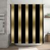 Cortina de Ducha Moderna de Rayas Doradas Negras - Diseño Creativo de Geometría Lineal - Decoración Artística de Baño para el Hogar Interior
