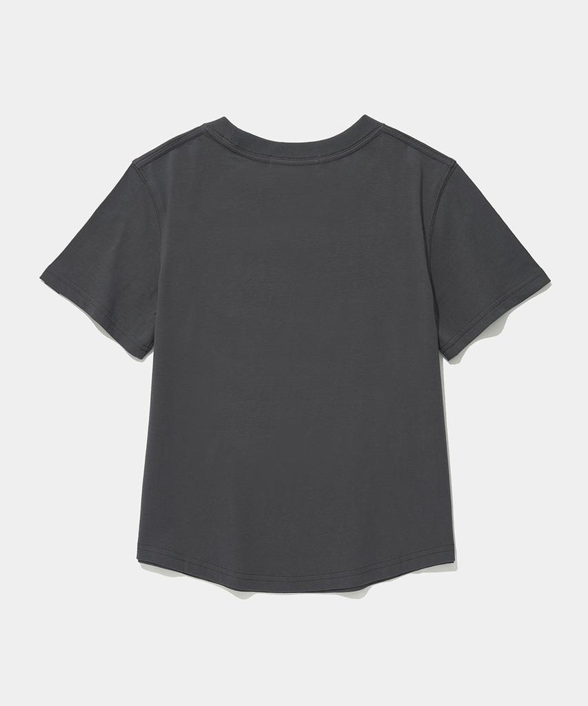 COLUMBIA UNIVERSITY Uni Women Curved Slim-Fit S/S T-Shirts_Charcoal