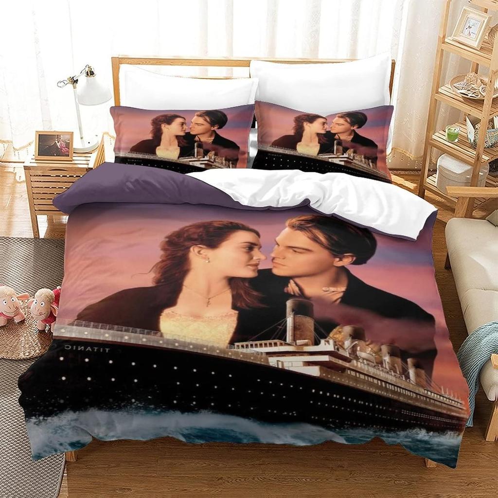 Exquisite 3D Titanic Ship Ocean Wallpaper Romantic Love Print Bedding Set Duvet Cover Comforter Bed Youth Kids Girls Boys Gift