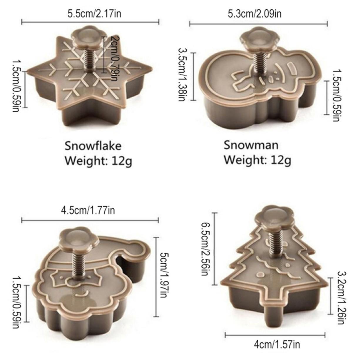 

Набор форм для печенья с рождественским рисунком 3D - Инструменты для выпечки толкающего типа Four-piece Christmas Spring Cookie Cutter серый