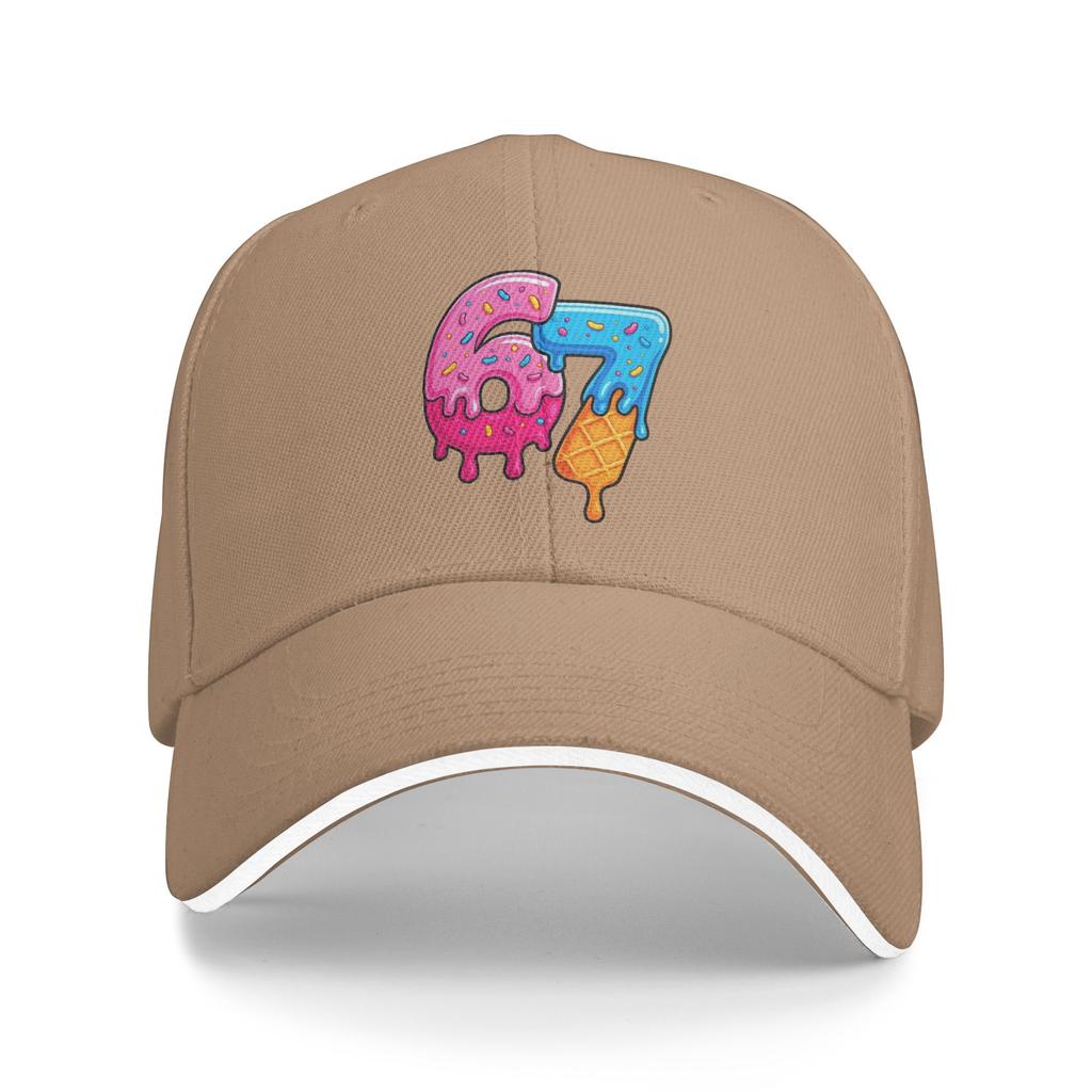 Funny Number Six Seven Ice Cream Drip Meme 67 Sun Baseball Cap Summer Y2k Cute Trucker Hat For Men Outdoor Sport Baseball Caps