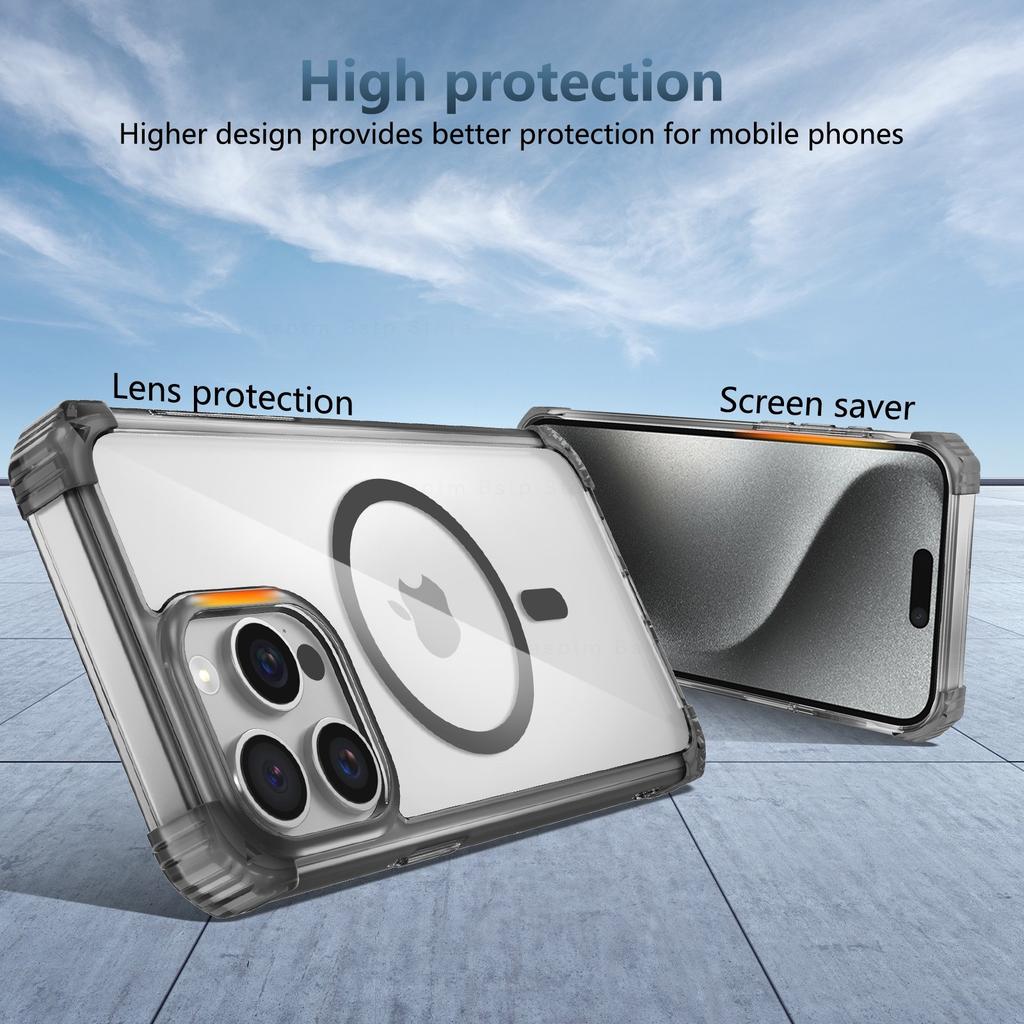 Magnetic Transparent Case For iPhone 16 Pro Max 15 14 13 12 11 Pro Max 16 Plus 16Pro Max Cover Wireless Charge Cases Capa