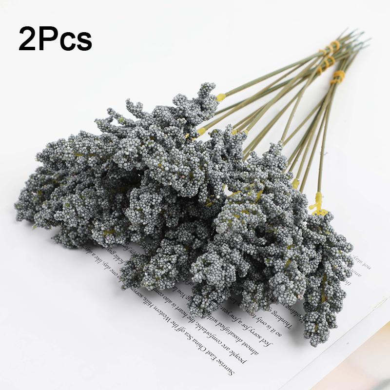 2PC Bundles Decorative Grain Ears Rustic Foam Real Touch Wheat Stalks Faux Home Decor Simulation Artificial Wedding 32cm