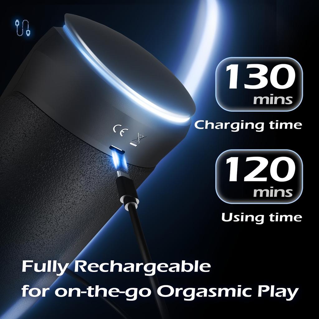 Automatic Heating Sucking Blowjob Masturbator Cup 9 Vibrations with 8 Thrust Modes And 2 Heating Levels 3D Textured Tunnel Sex Toy For Male