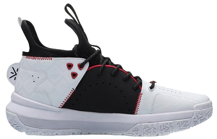 Li Ning Slip Resistant Abrasion Resistant Mid top Basketball Shoes Men's Black White ABAP079-1