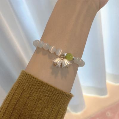 Opal Moonlight  Bracelet Light Luxury Elastic Lily Valley Flower Bracelet For Girls Women Jewelry Accessories