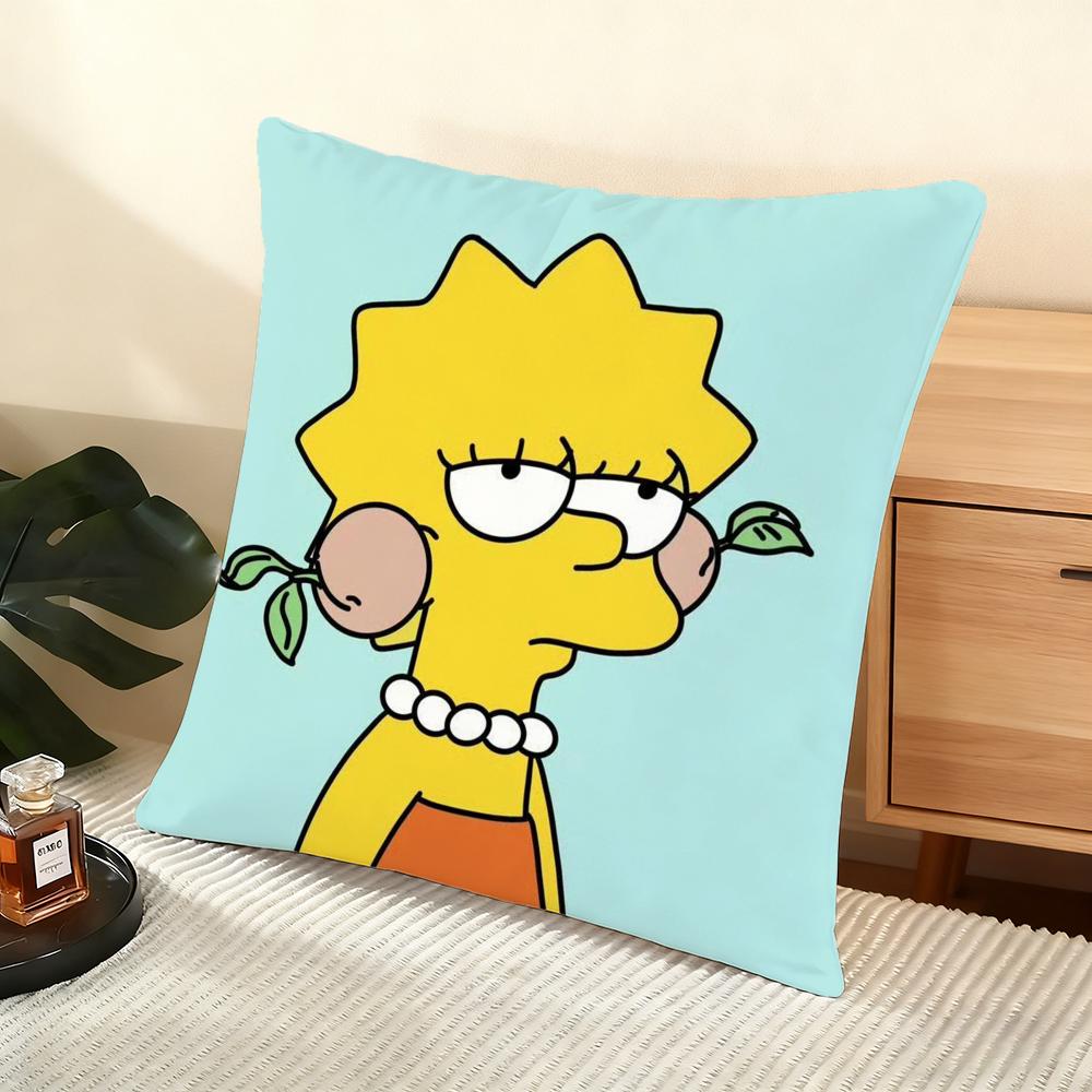 S-S-Simpson Family Anime Cushion Cover Silky Short Plush Home Sofa Cushion Cover - Invisible Zipper Home Decoration