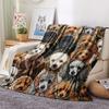 1PC Retro Pet Puppy Print Flannel Blanket, High quality All Seasons, Home Decor, Warmth and Comfort, Perfect for Christmas Gifts