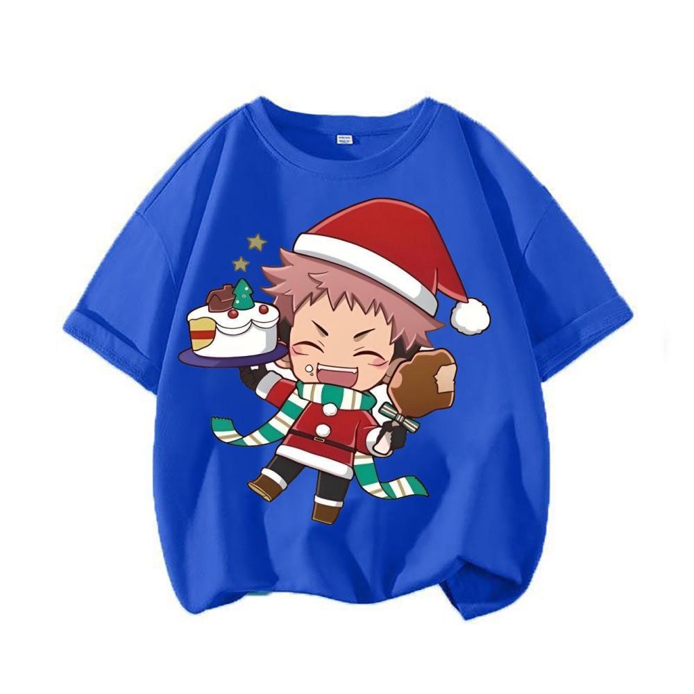 Casual Christmas Japanese Anime Spell Return Battle Joint Short Sleeved T-shirt Children's 2D Loose Wear