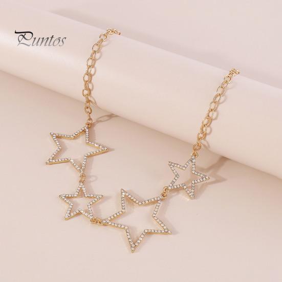 

Женское колье-чокер в форме звезды, блестящие стразы, инкрустированное ожерелье на ключице, элегантное ретро-ожерелье с геометрической звездой, подарок