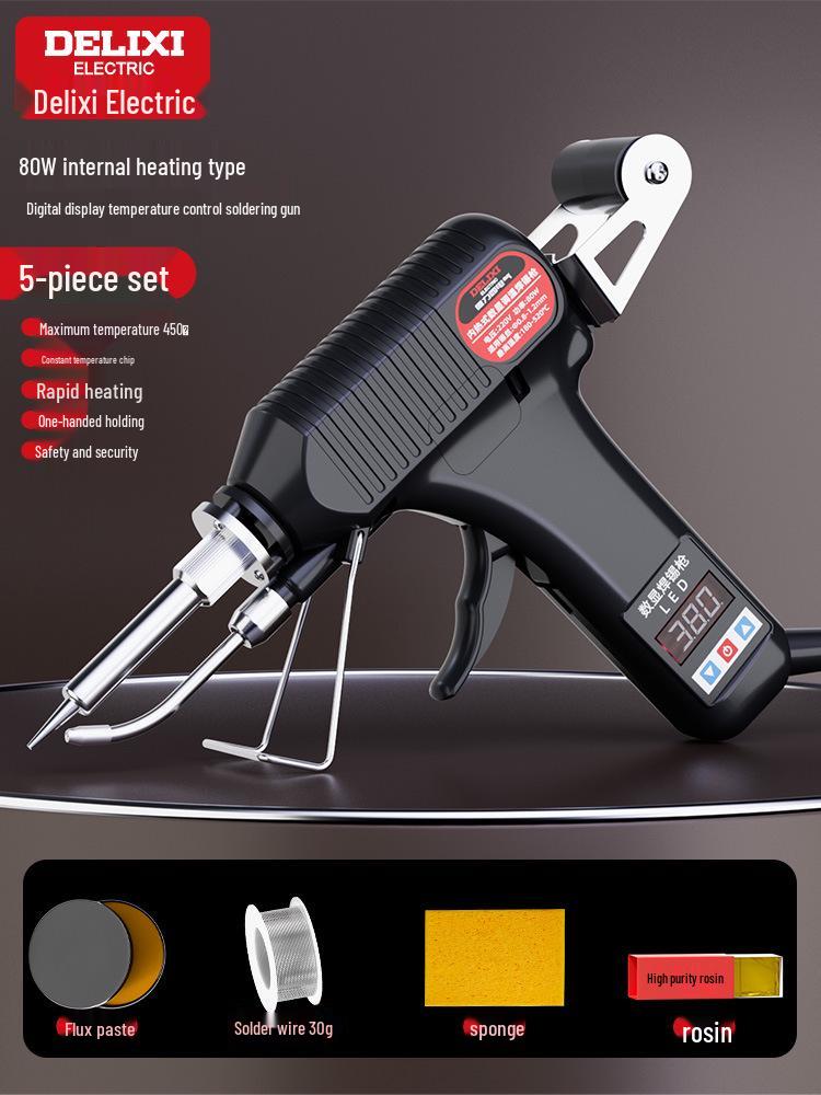 DELIXI Electric Auto-Feed Soldering Iron with Digital Display & Adjustable Temperature