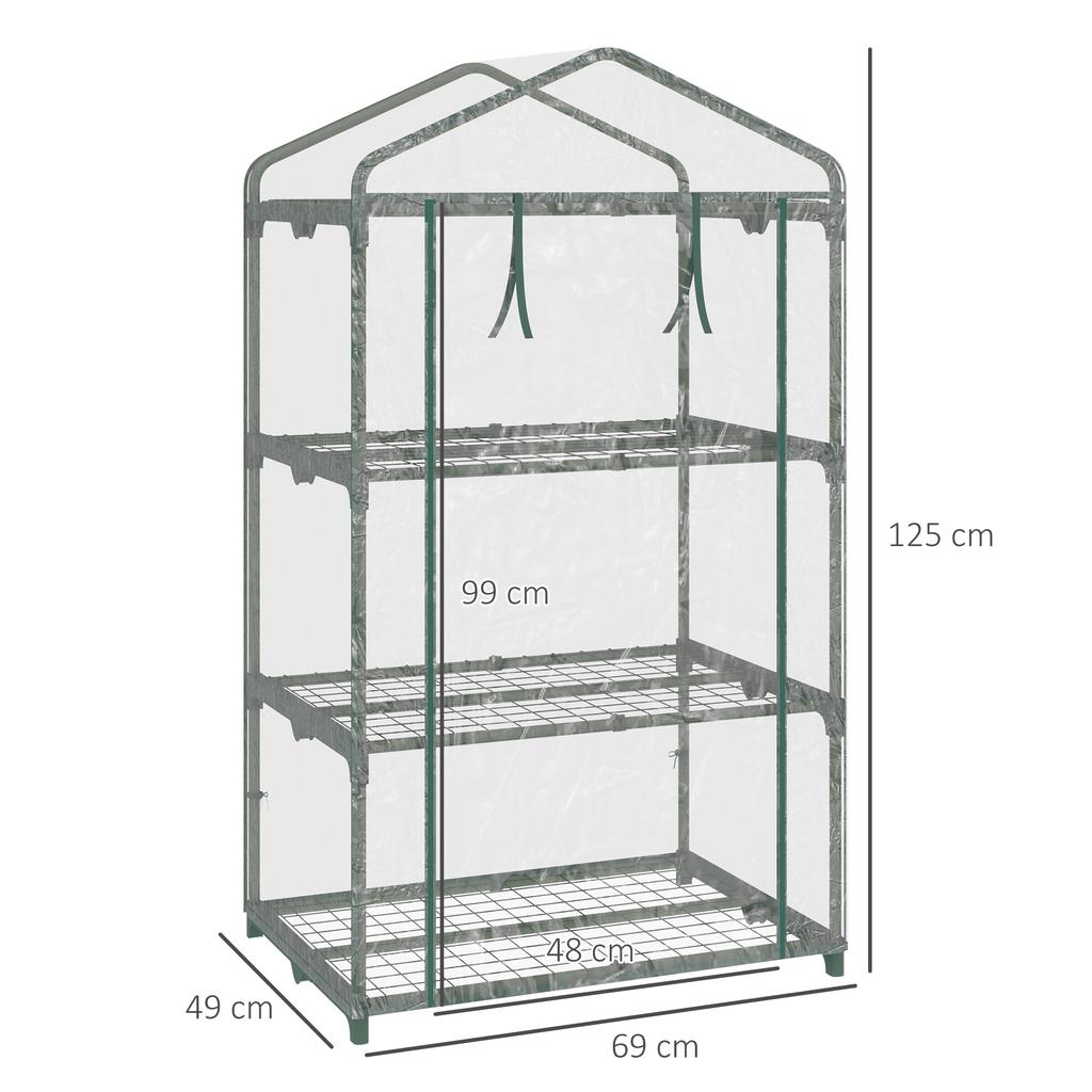 Greenhouse with Shelves, Winter-Proof Foil Greenhouse Hothouse for Balcony, 69 x 49 x 125 cm, Transparent