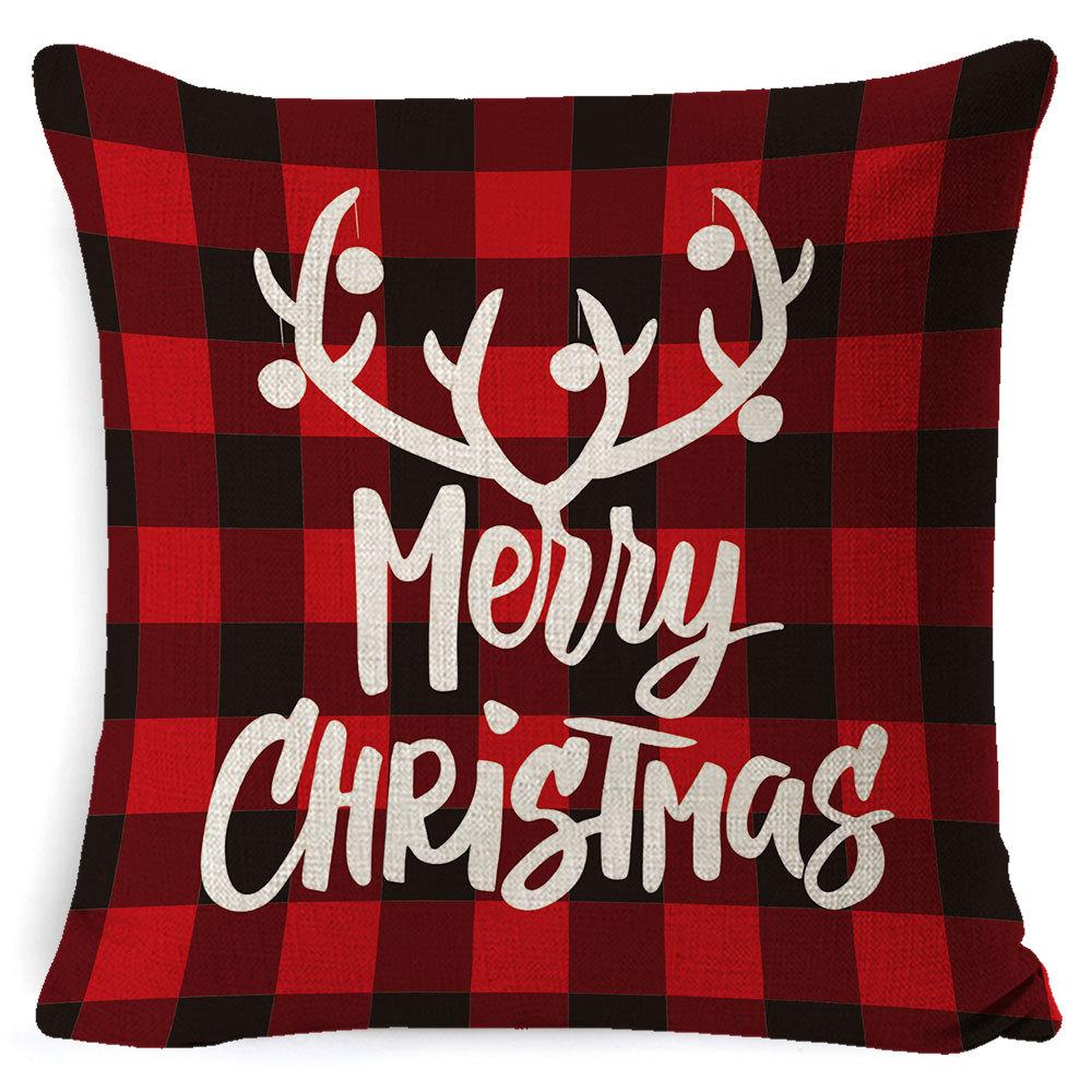 Christmas Pillow Cover Home Sofa Cushion Elk Letter Print Cushion Cover Christmas Atmosphere