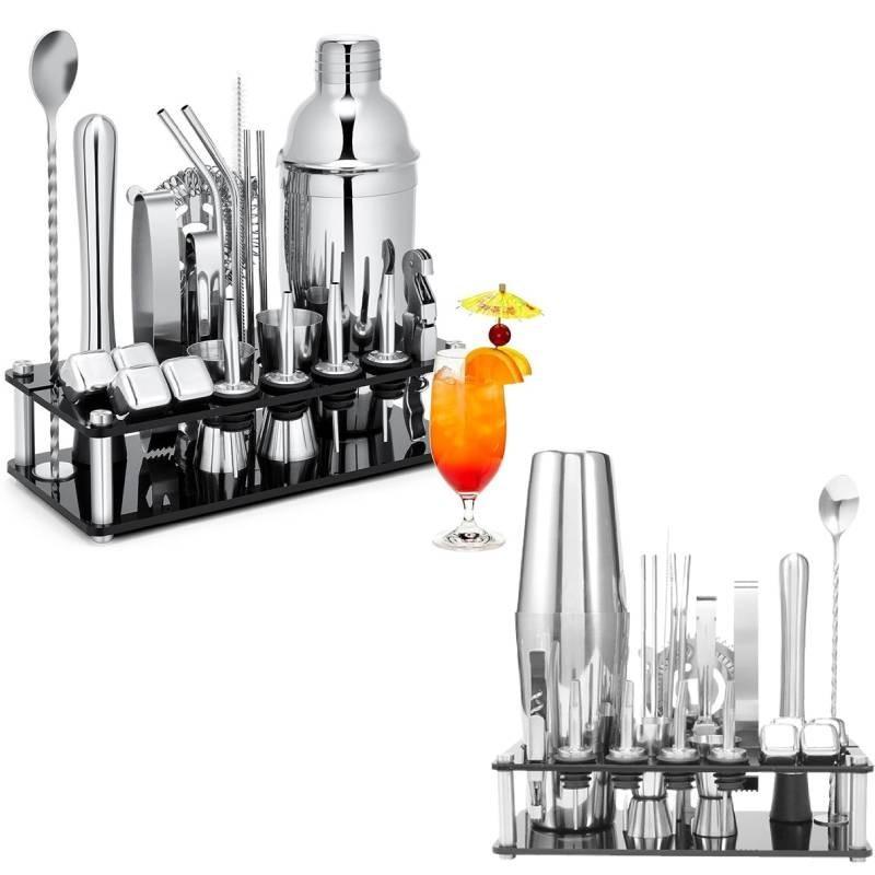 Modern Stainless Steel Cocktail Shaker Set With 25 Piece Bar Tools For Mixology
