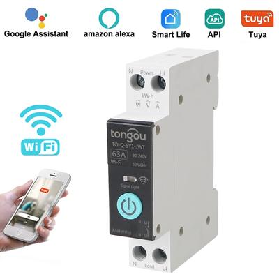 Support Home Voice Control Timer Module SmartLife App Wifi Smart Circuit Breaker Switch 1P 63A Home Accessories