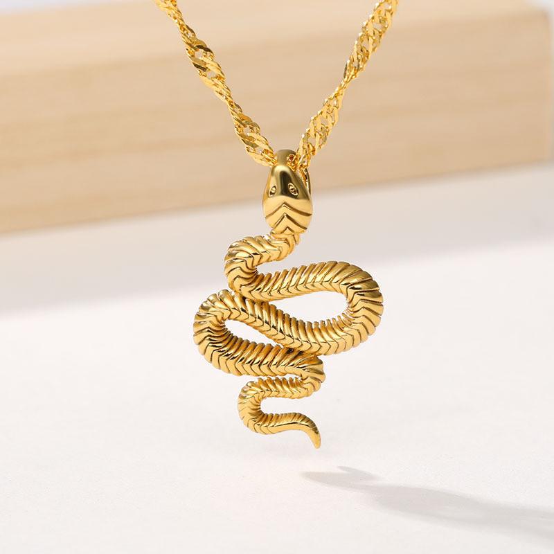 Elegant Gold And Silver Alloy Snake Pendant Necklace For Women Fashion Accessory