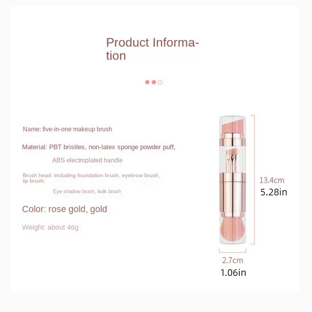 Splicing 5 In 1 Makeup Brush Multifunctional Dustproof Lip Gloss Brush Eye Shadow Applicator with Protect Cap