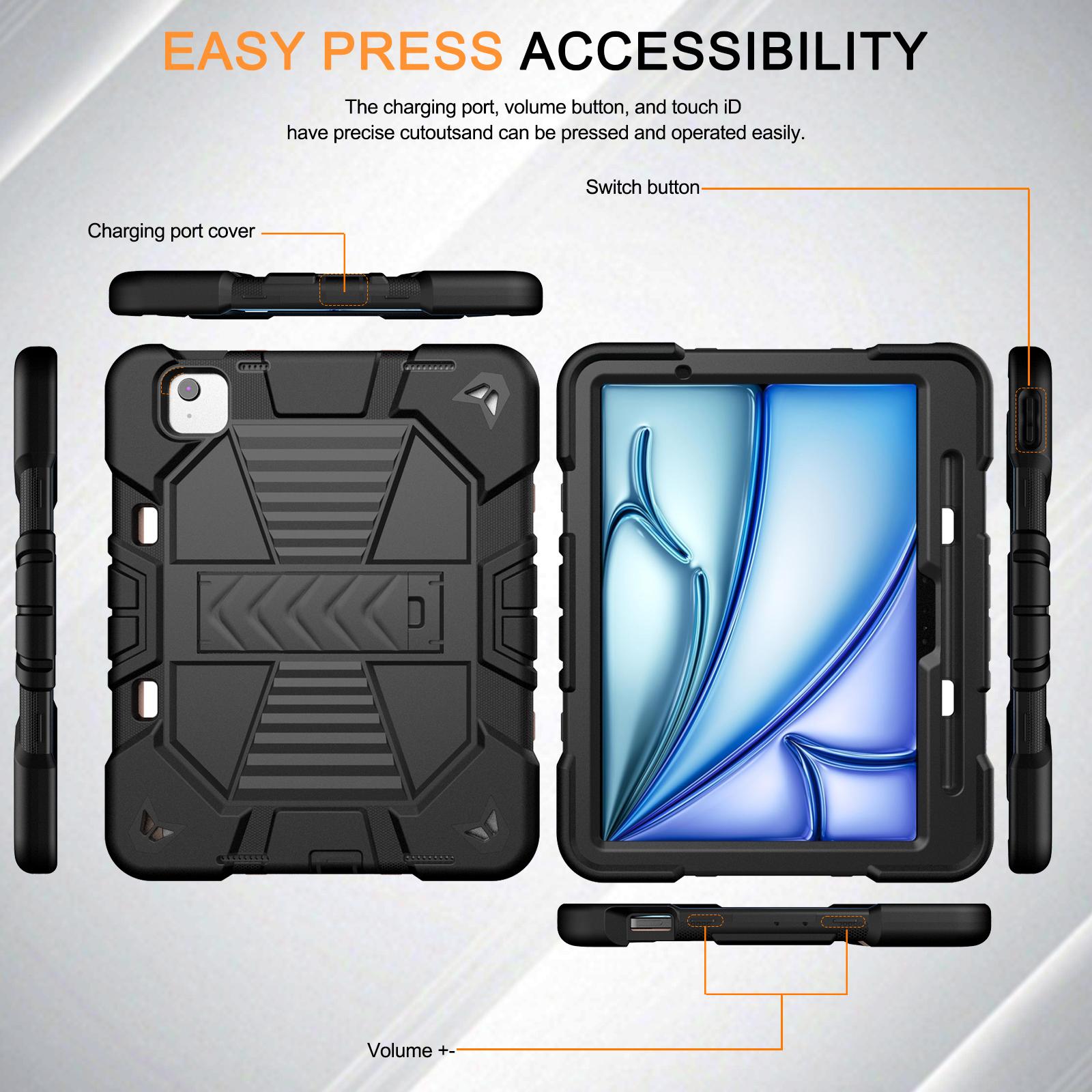 

Для iPad Air 11 (2025)/(2024) Чохол для планшета з підставкою PC+Силікон Ударостійкий Захисний Чохол Purple+Pink