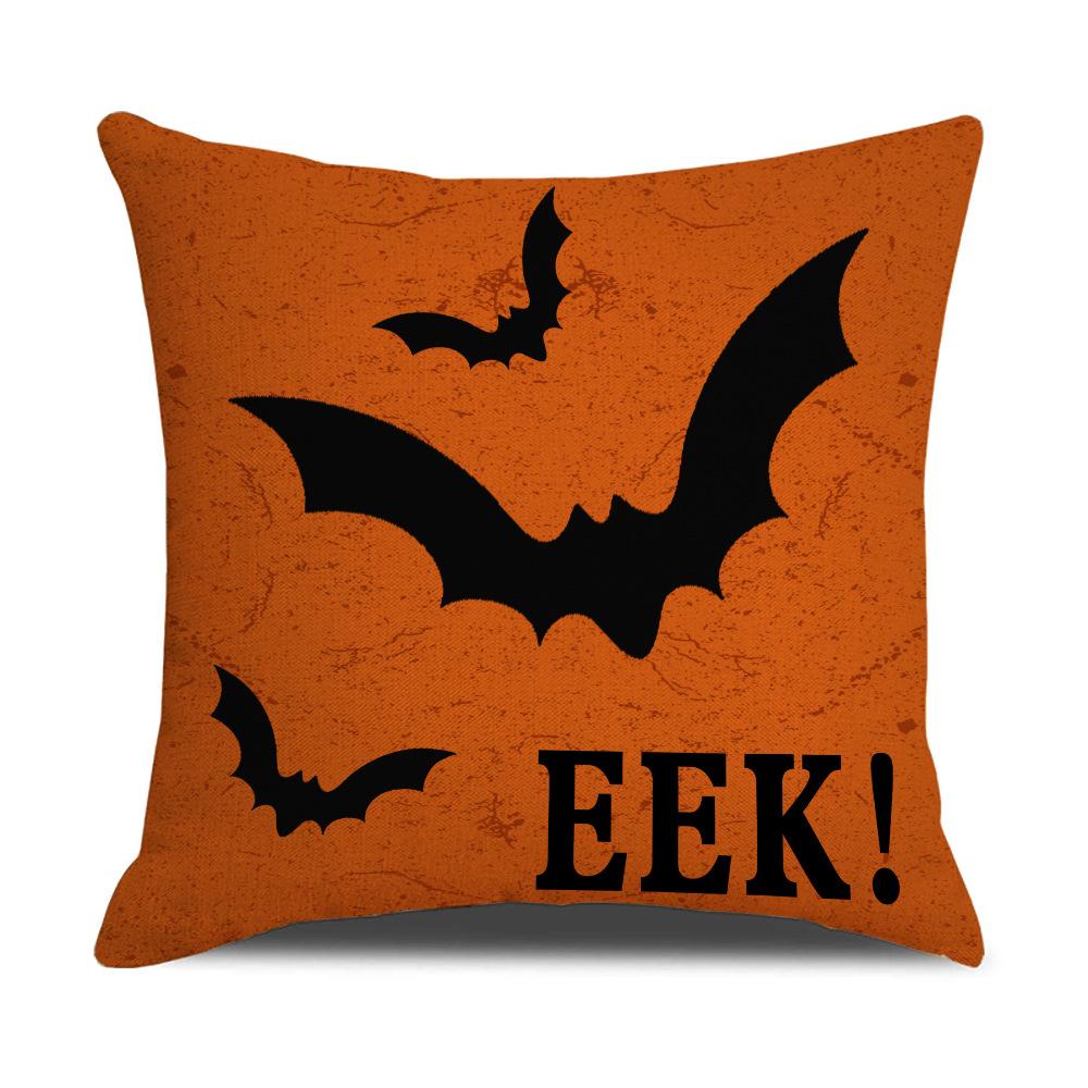 Linen Black Halloween Pillowcase Funny Skeleton Ghost Festival Party Cushion Sofa Pillow