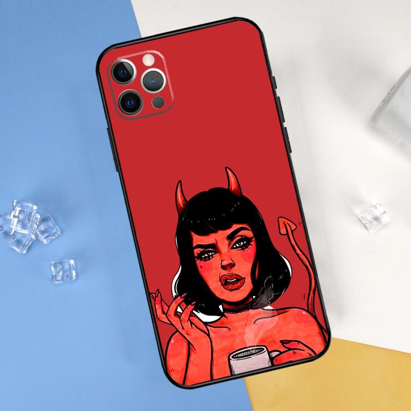 

Devil Girl Woman Phone Case For iPhone 16 Pro Max 16e 12 13 Mini 11 14 15 Pro Max XR 15 16 Plus Cover Shell iPhone 13