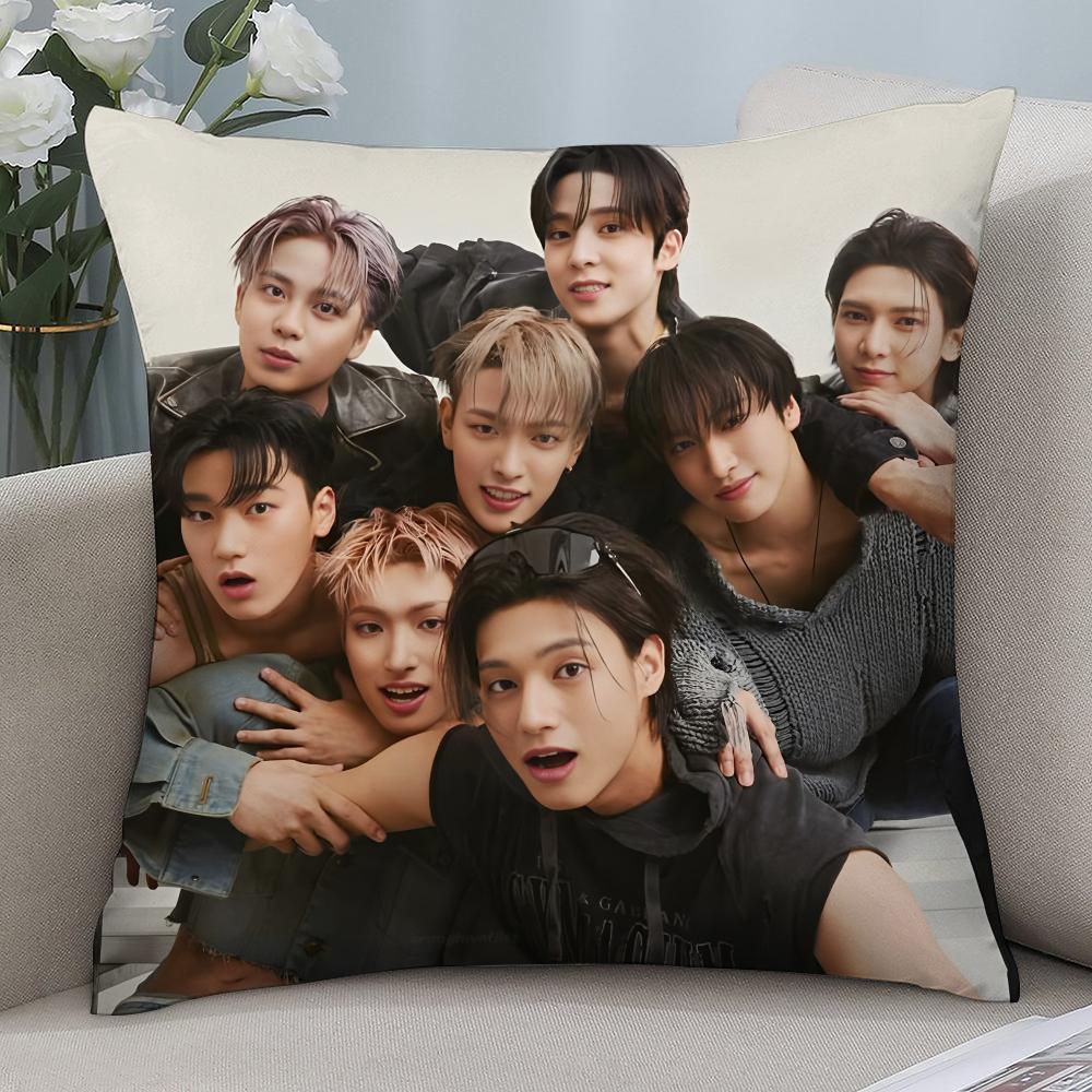 Kpop A-AteezS Pillow Case Short Plush Pillow Covers Sofa Decorative Gift Home Double-sided Printing Cushion Cover