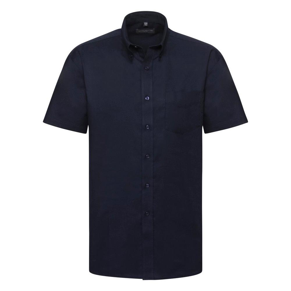 Russell Collection Mens Short Sleeve Easy Care Oxford Shirt