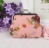 Women Girl Retro Rose Flowers Printed Hasp Canvas Coin Purse Wallets Buckle Pouch Bag Gift 1 Pc