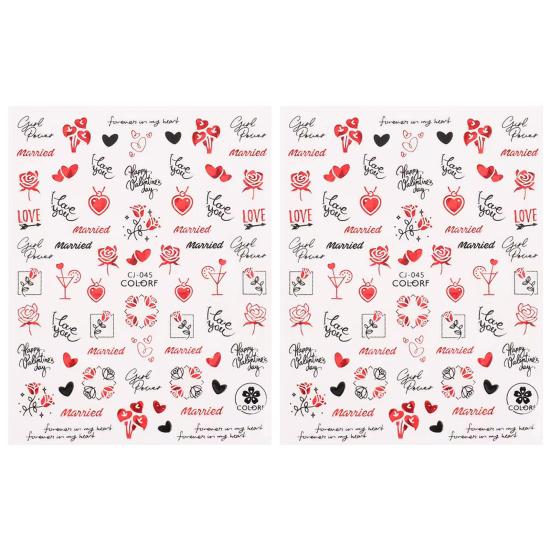 

2 шт. наклейки для дизайна ногтей, не выцветающие, легко наклеиваемые, самоклеящиеся, непадающие, сделай сам, День святого Валентина, красные сердечки, маникюрные наклейки, поставка для салонов красоты I