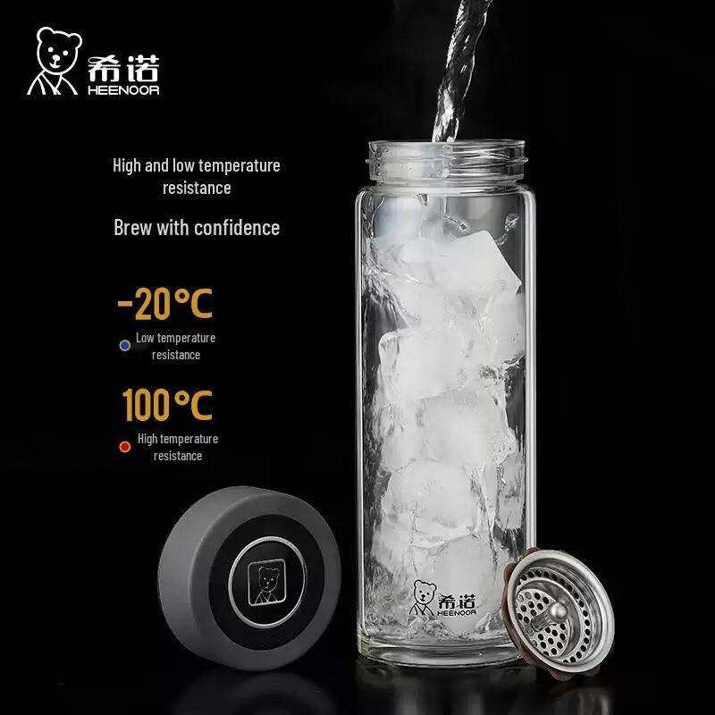 HEENOOR Single-Layer Thickened Portable Glass Tea Cup