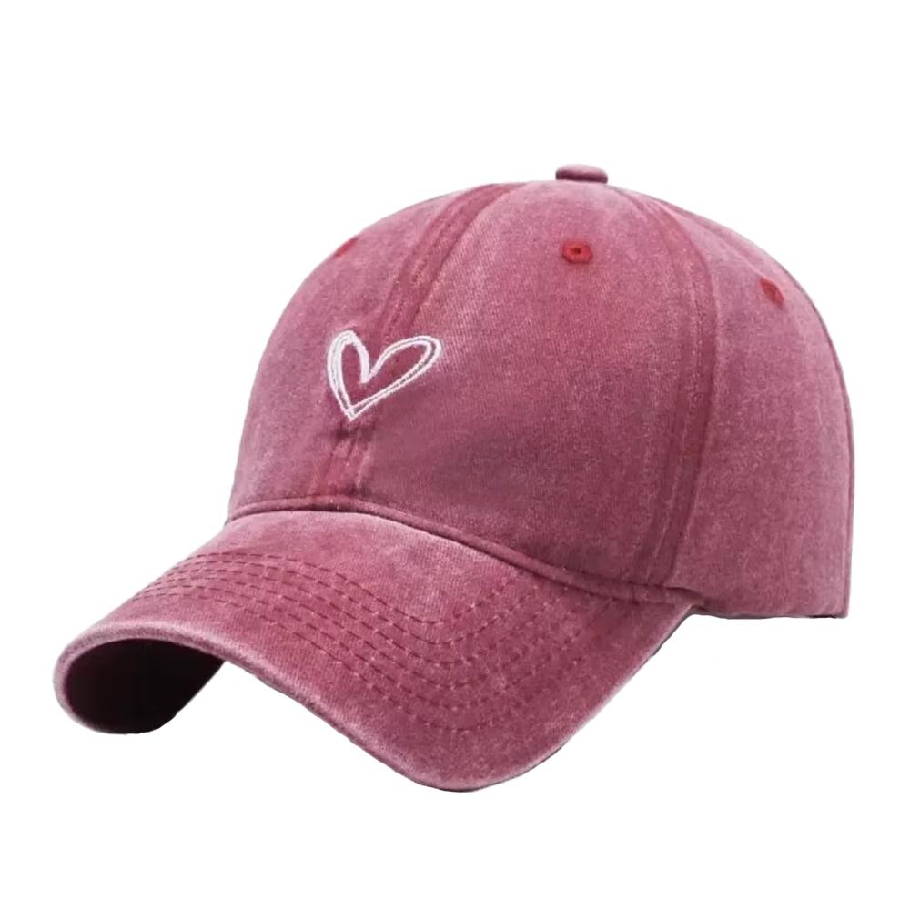 New Washed Baseball Cap for Women,Unique casual sports hat Baseball cap Heart-shaped adjustable hats for Outdoor Activities