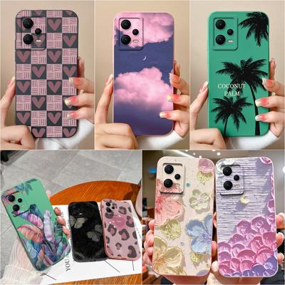 Telefono dėklas Xiaomi 14 Poco X5 X3 GT X4 X6 M6 Pro F5 buferis Gražių gėlių ir augalų raštas Minkštas silikoninis Super smūgiams atsparus Prabangus dėklas Korpusas Capa