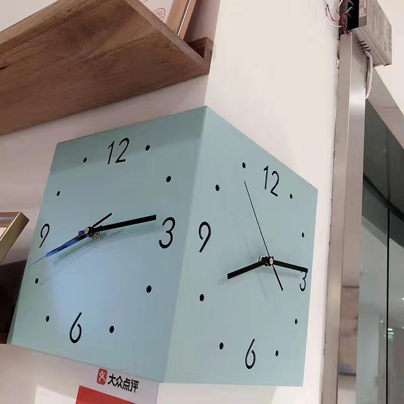 Minimalist Silent Two-Sided Corner Wall Clock for Living Room