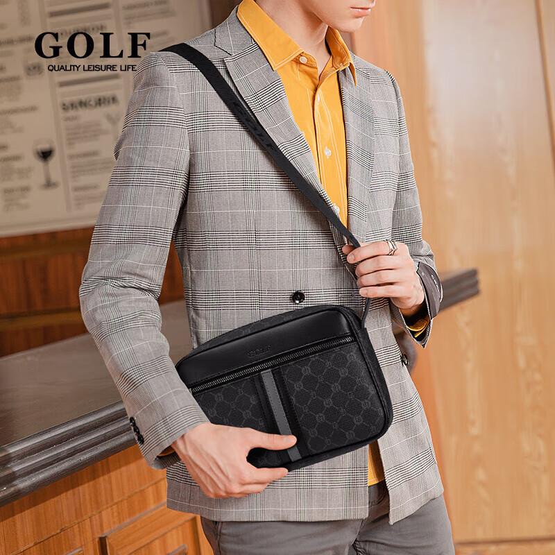 GOLF Shoulder Bag, Crossbody Bag with Multiple Compartments, Water-Resistant, Business and Commuter Bag for Phone And IPad, Black, 255*70*180mm