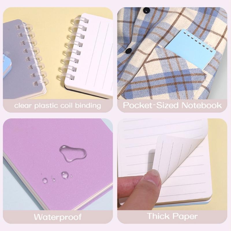 Pocket Size Notebook 128 Pages Soft Coil Binding Notebook Lined/Dotted/Gridded/Unruled for Daily Writing Note Taking