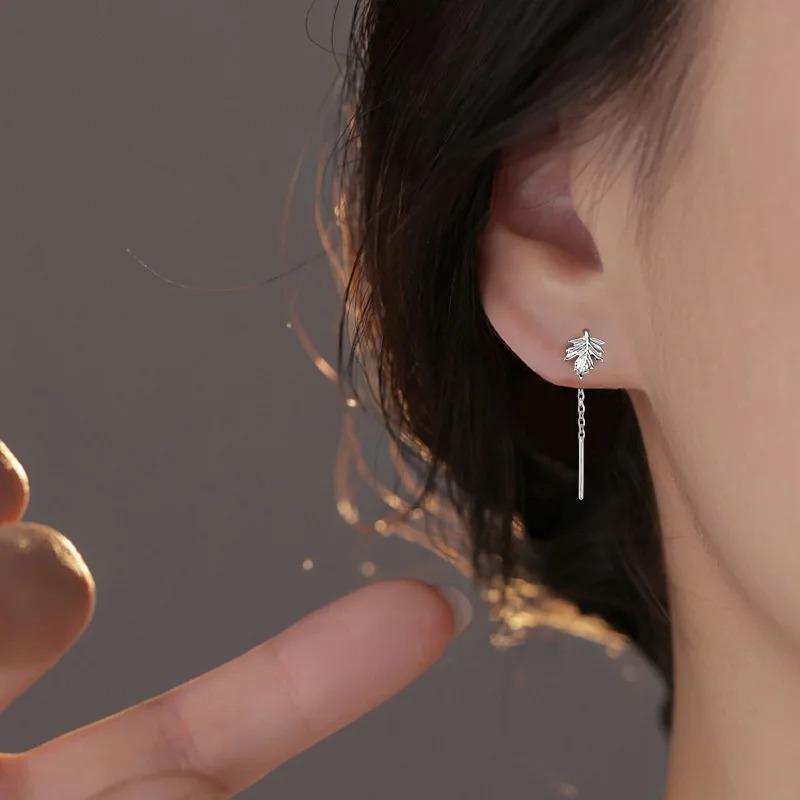 Orecchini Pendenti Foglia d'Acero in Argento 925 per Donna Eleganti Minimalisti Gioielli Raffinati Accessori di Lusso Leggero