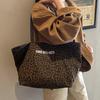 Korean double-sided leopard print canvas bag women's new denim casual lazy style shoulder bag large-capacity commuter tote bag