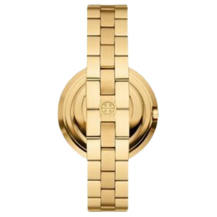 Tory Burch Quartz Watch Stainless Steel Band 36Mm Gold Dial 30M Water Resistant Women Watches TBW6208