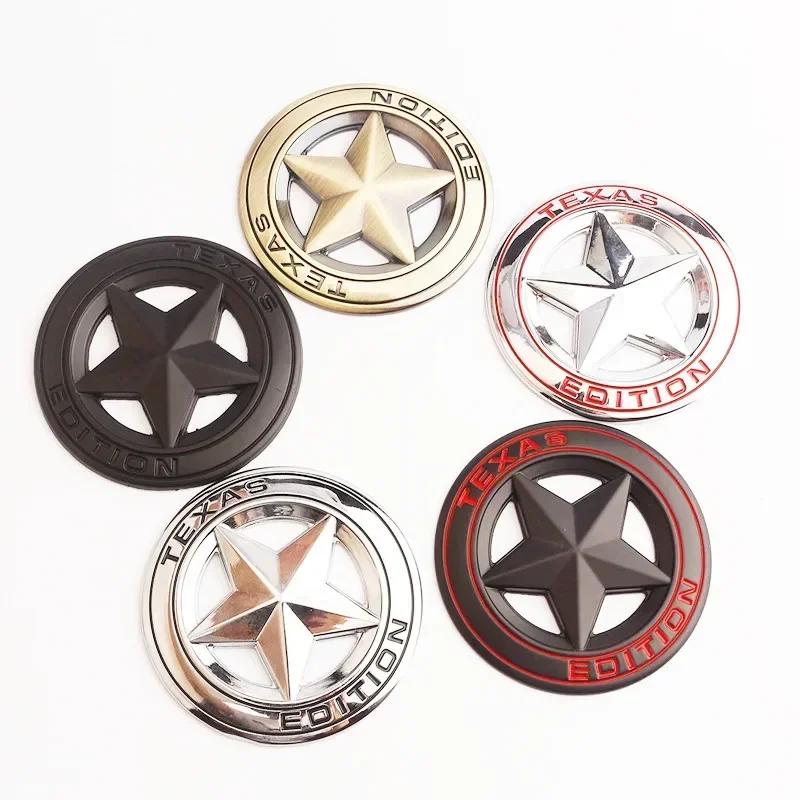 3D Metal TEXAS EDITION Shield Pentagram Star Side Fender Door Emblem Badge Car Stickers For JEEP Wrangler Liberty Grand Cherokee uy1