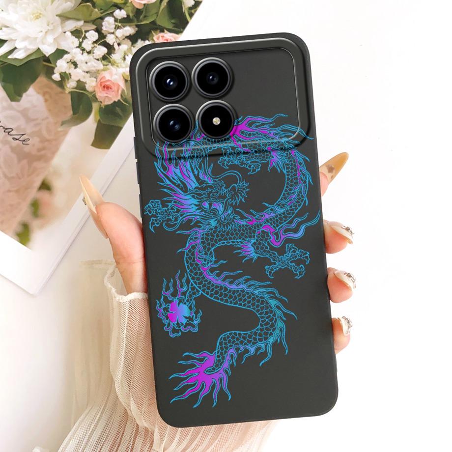Phone Case For Xiaomi Poco F8 F8Pro Capa Cat Cartoon Dragon Animal Pattern Bumper For Redmi K90 K90Pro Max Soft Silicone Cover