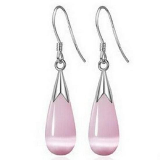 Korean Cat's Eye Stone Teardrop Earrings