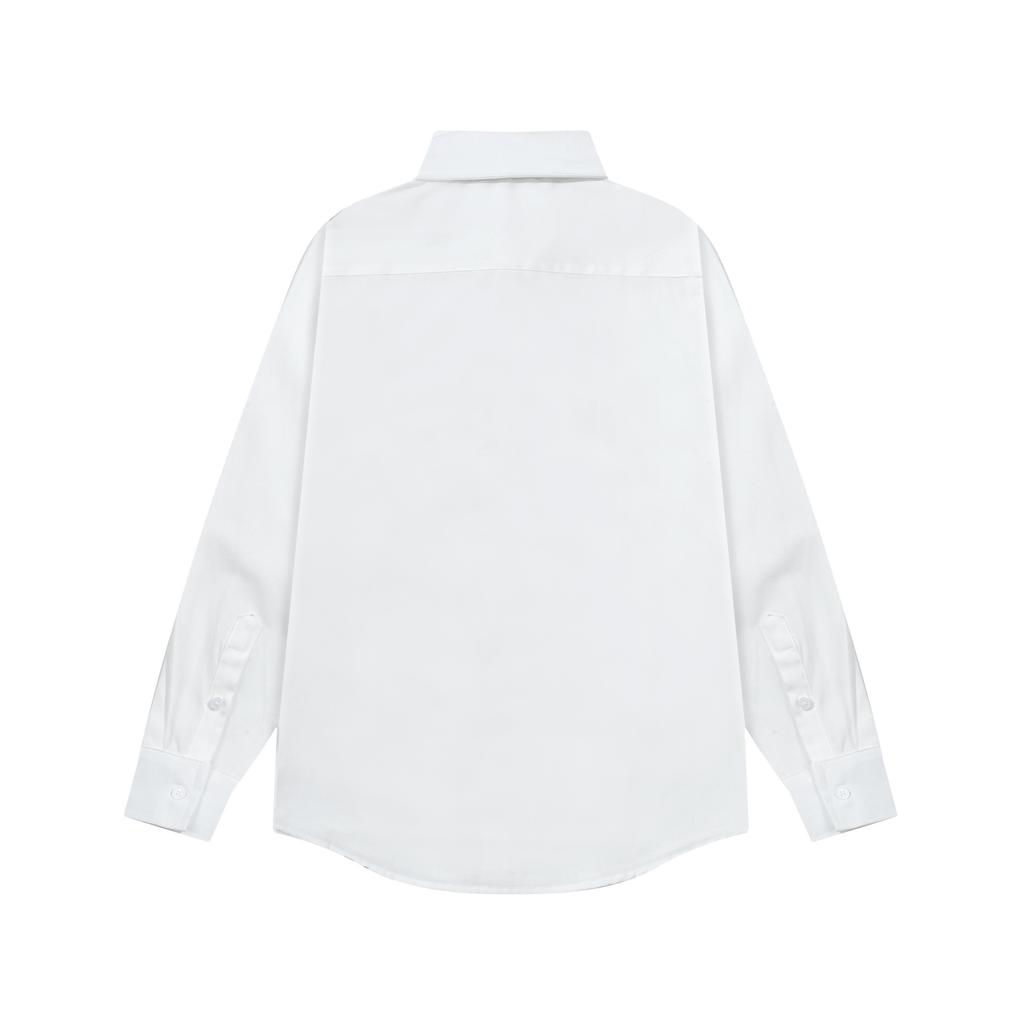 AMI 2025 Autumn New Product Chest Pocket Classic Black Embroidered Small Love Casual Cotton Solid Color Long Sleeve Shirt