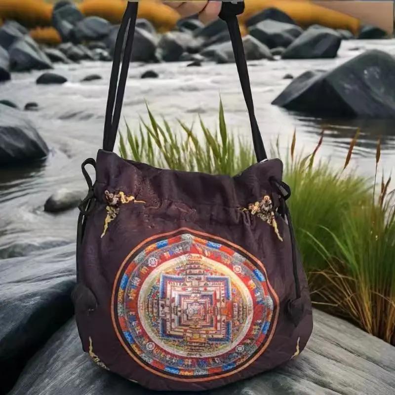 Silk Fragrant Cloud Yarn Drawstring Phone Bag Coin Purse Retro Embroidery New Chinese Style Portable Hanfu Accessories