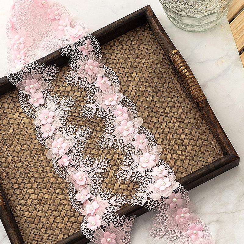 1 õue DIY pärlipitsiga ääris polüester tikandid õmblemine käsitöö lilled rõivakaunistus 7 cm lai