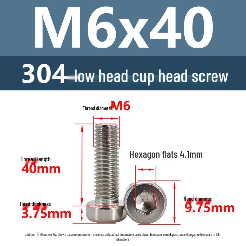 304 Edelstahl Flachkopf Innensechskant Maschinenschrauben M3-M10