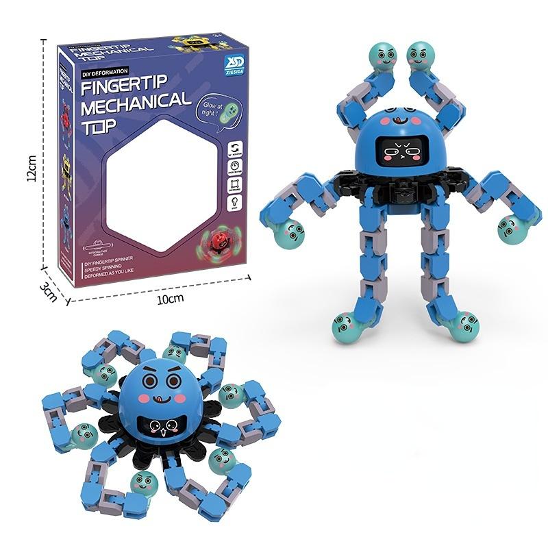 Luminous Changeable Mechanical Fingertip Gyro Decompressing Finger Gyro Face Changing Children's Toys