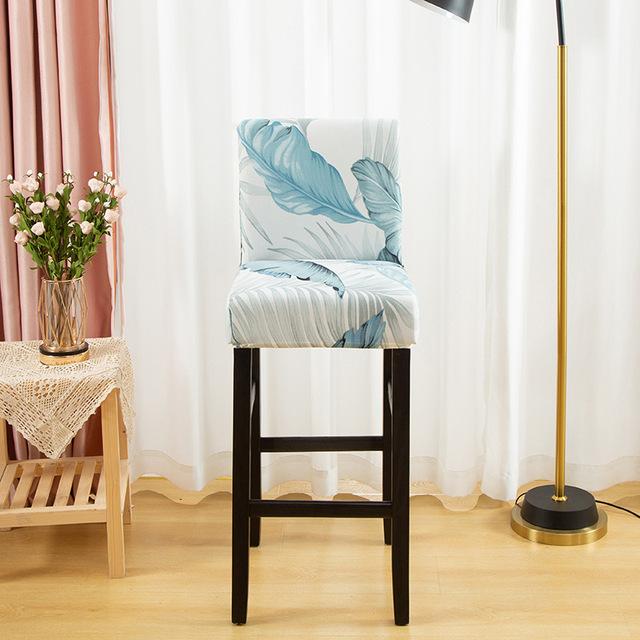Elastic Short Chair Furniture Cover Spandex Fabric Printed Bar Stool Seat Covers Chair Protector Slipcovers For Cafe Dining Space Kitchen Washable