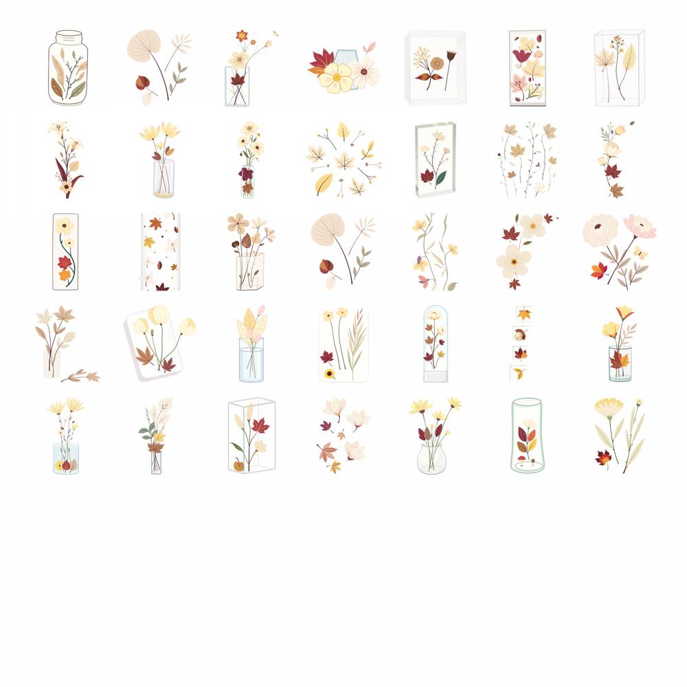 35pcs Aesthetic Vintage Stickers Minimalist Flowers Nature Stickers Stickers For Notebook Luggage Mobile Phone Cup Laptop