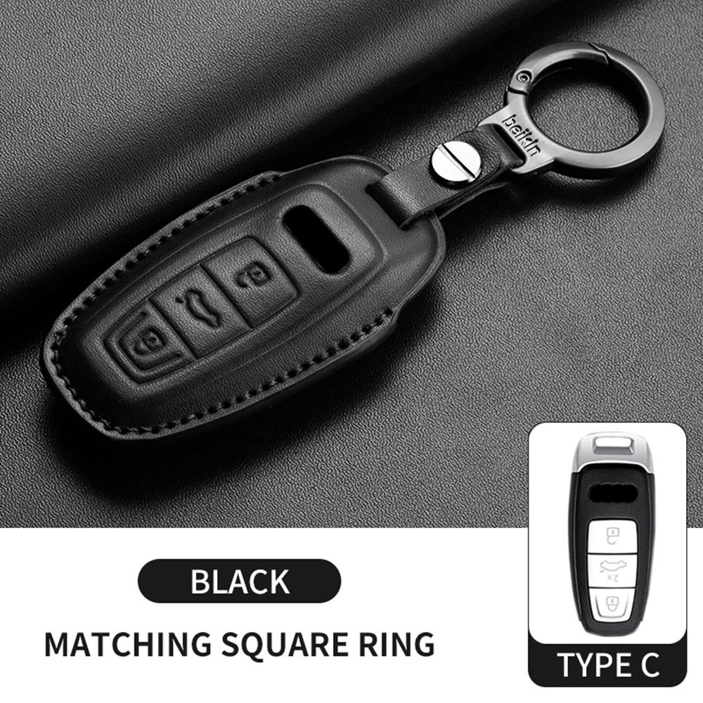 Leder Auto Schlüsselhülle für A4L A5 Q7 TT TTS A3 A4 B9 A6 A7 4K A8 E-tron Q5 Q8 C8 D5 SQ8 Auto Schlüsselanhänger Zubehör