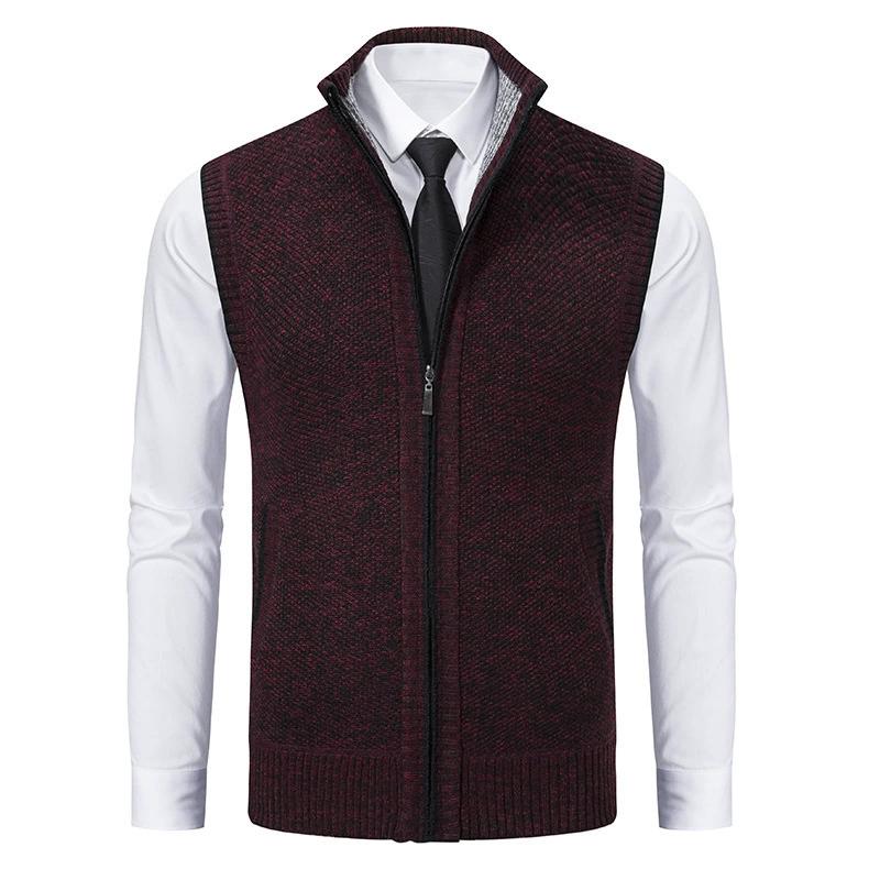 Casual Men's Vest, Vest, Camisole, Vest, Stand Up Collar, Sleeveless Knit, Casual, Thick, Autumn and Winter